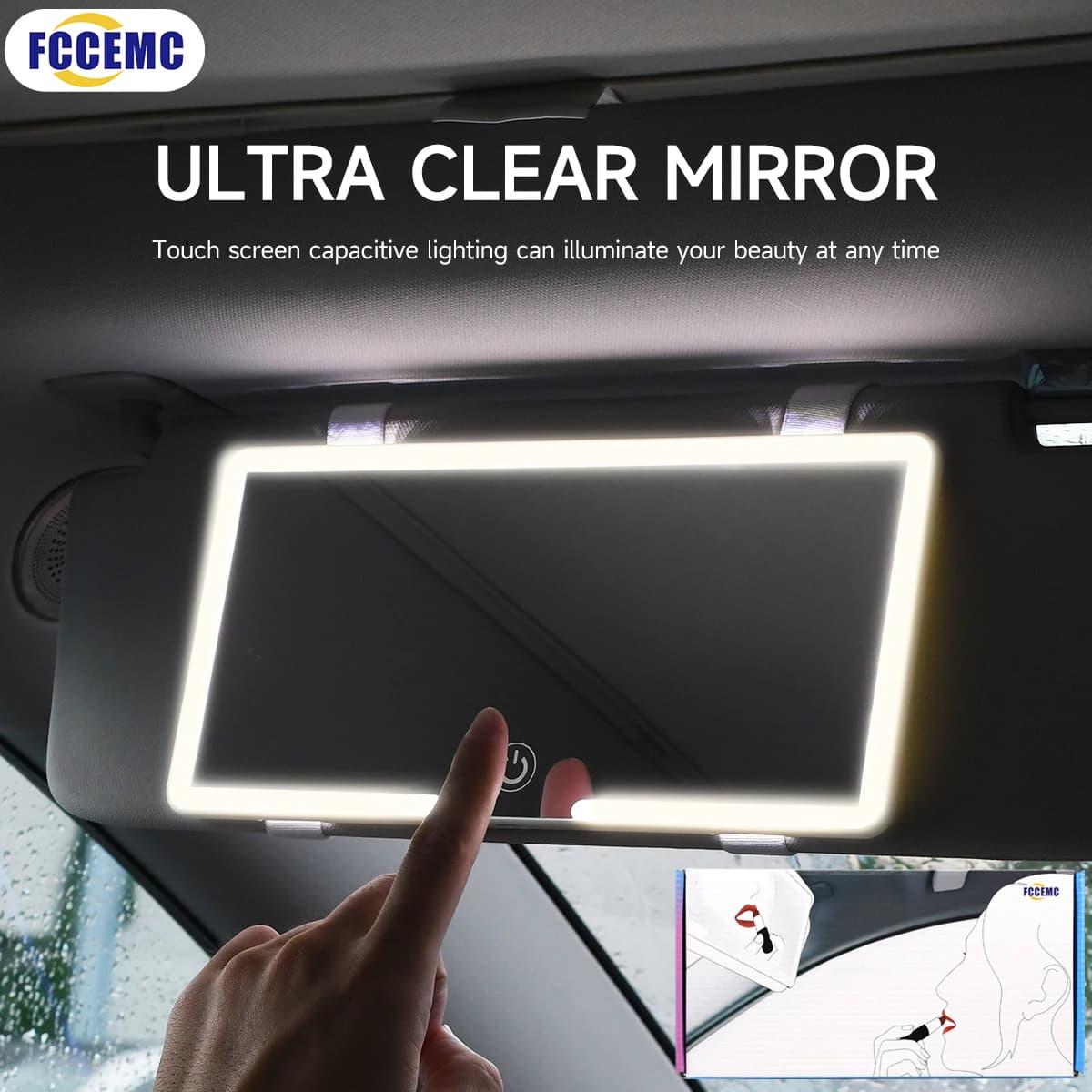 Lustro do Makijażu LED HD do Samochodu, Uniwersalne, Cienkie, Zasilane na Baterie 🚗💄
